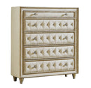 Antonella 5-drawer Upholstered Chest Ivory and Camel - Ace Furniture and Decor