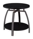 Dacre Round End Table Dark Grey and Black Nickel