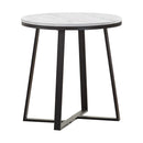 Hugo Metal Base Round End Table White and Matte Black - Ace Furniture and Decor