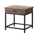 Byers Square 1-drawer End Table Brown Oak and Sandy Black - Ace Furniture and Decor