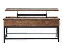 Byers Black Coffee Table with Hidden Storage Brown Oak and Sandy Black - Ace Furniture and Decor