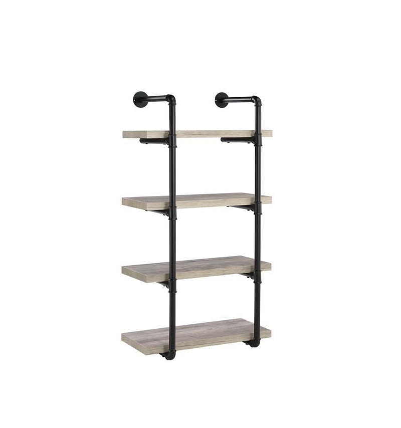 Elmcrest 24-inch Wall Shelf Black and Rustic Oak - Ace Furniture and Decor