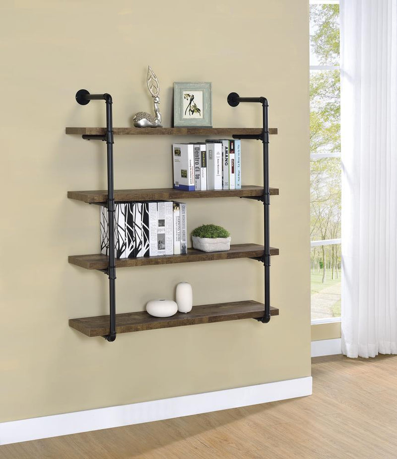 Elmcrest 40-inch Wall Shelf Black and Grey Driftwood - Ace Furniture and Decor