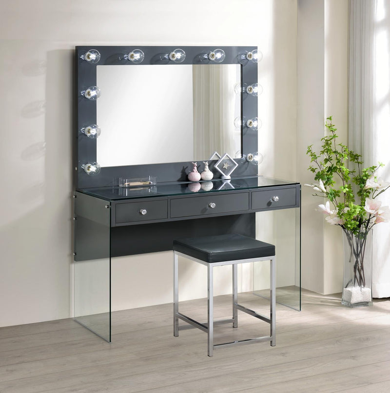 Afshan Upholstered Square Padded Cushion Vanity Stool - Ace Furniture and Decor