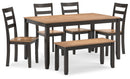 Gesthaven Dining Table with 4 Chairs and Bench (Set of 6) - Ace Furniture and Decor