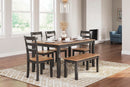 Gesthaven Dining Table with 4 Chairs and Bench (Set of 6) - Ace Furniture and Decor