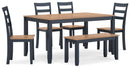 Gesthaven Dining Table with 4 Chairs and Bench (Set of 6) - Ace Furniture and Decor