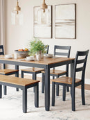 Gesthaven Dining Table with 4 Chairs and Bench (Set of 6) - Ace Furniture and Decor