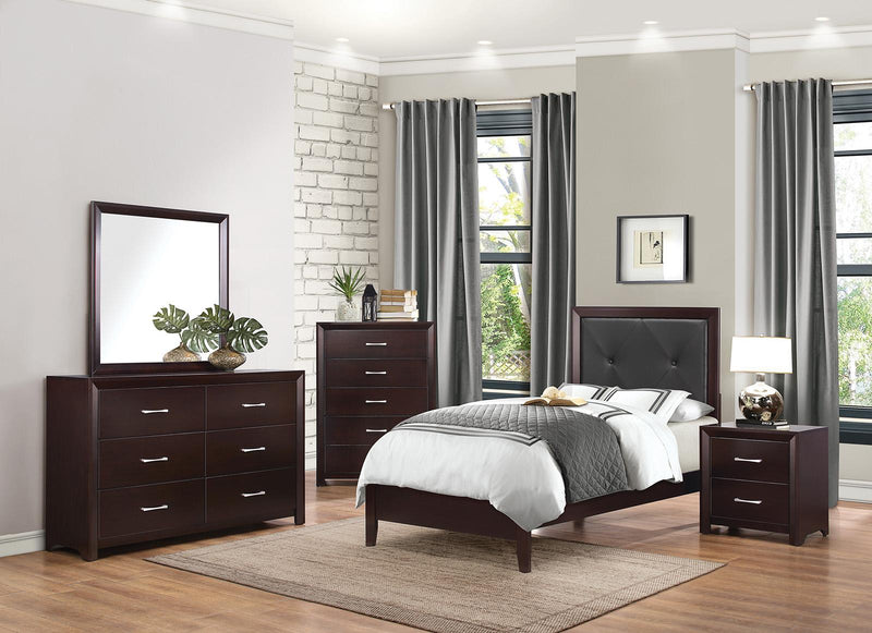 Homelegance Edina Twin Panel Bed in Espresso-Hinted Cherry 2145T-1