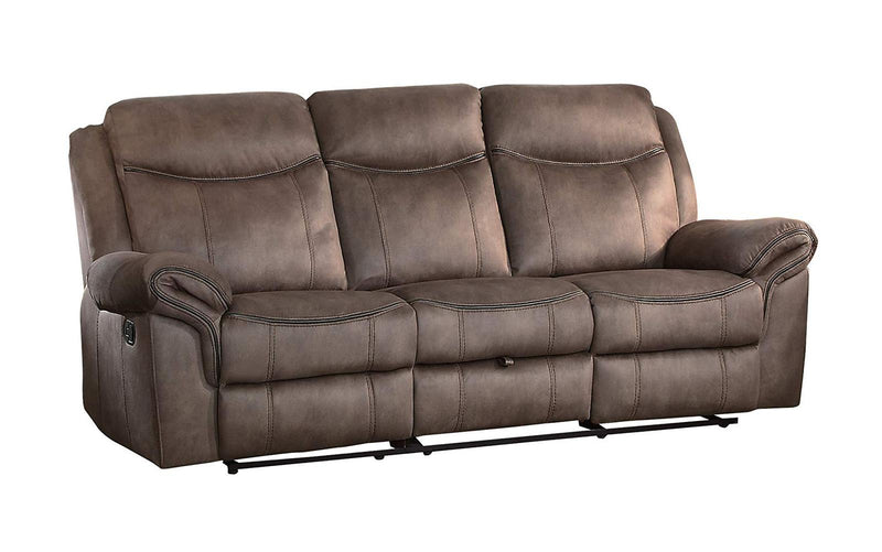 Homelegance Furniture Aram Double Glider Reclining Sofa in Dark Brown 8206NF-3