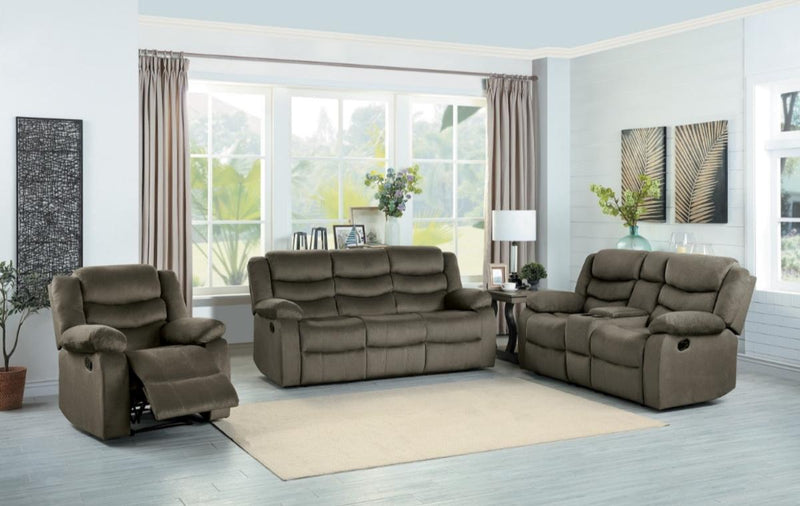 Discus Double Reclining Sofa in Brown 9526BR-3 - Ace Furniture and Decor