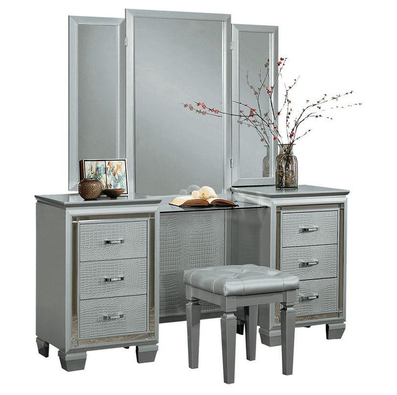 Allura Vanity Dresser with Mirror in Silver 1916-15* - Ace Furniture and Decor