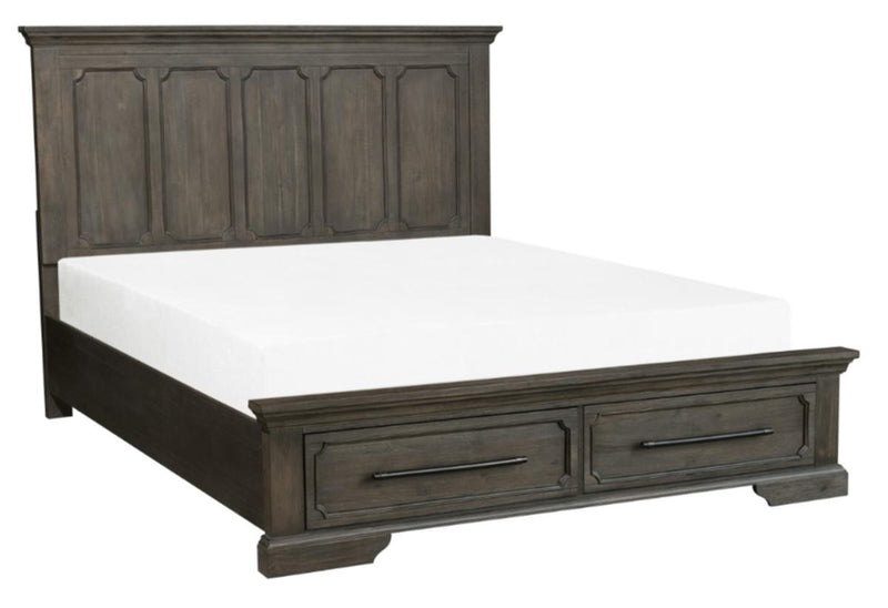 Taulon Queen Platform Bed with Footboard Storage in Dark Oak 5438-1* - Ace Furniture and Decor