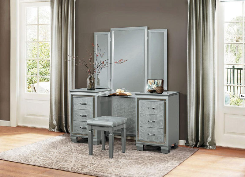 Allura Vanity Dresser with Mirror in Silver 1916-15* - Ace Furniture and Decor