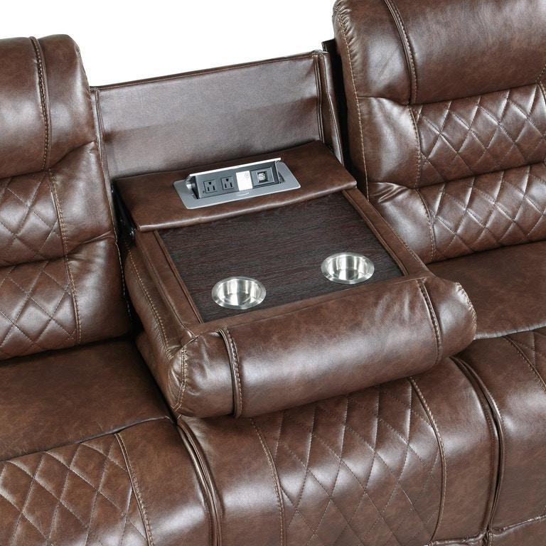 Putnam Power Double Reclining Sofa with Drop-Down in Brown 9405BR-3PW - Ace Furniture and Decor