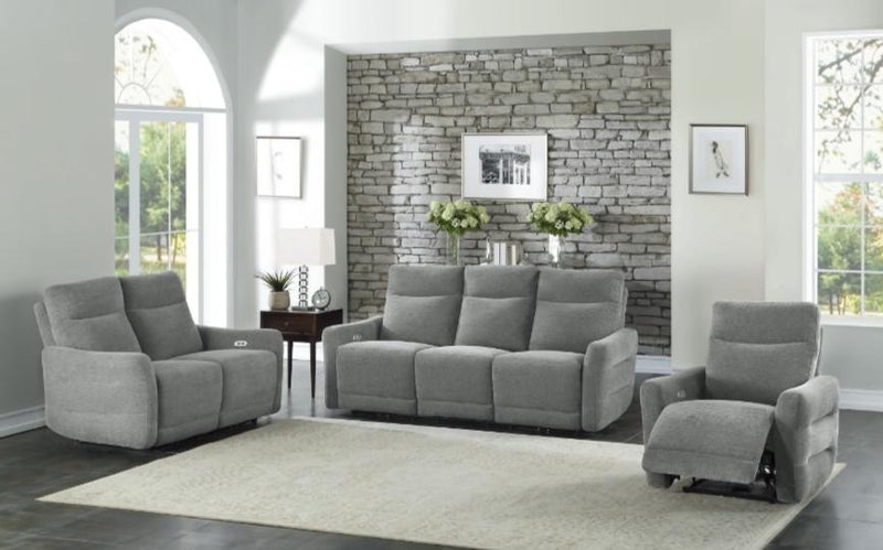Edition Power Double Lay Flat Reclining Sofa in Dove Grey 9804DV-3PWH - Ace Furniture and Decor