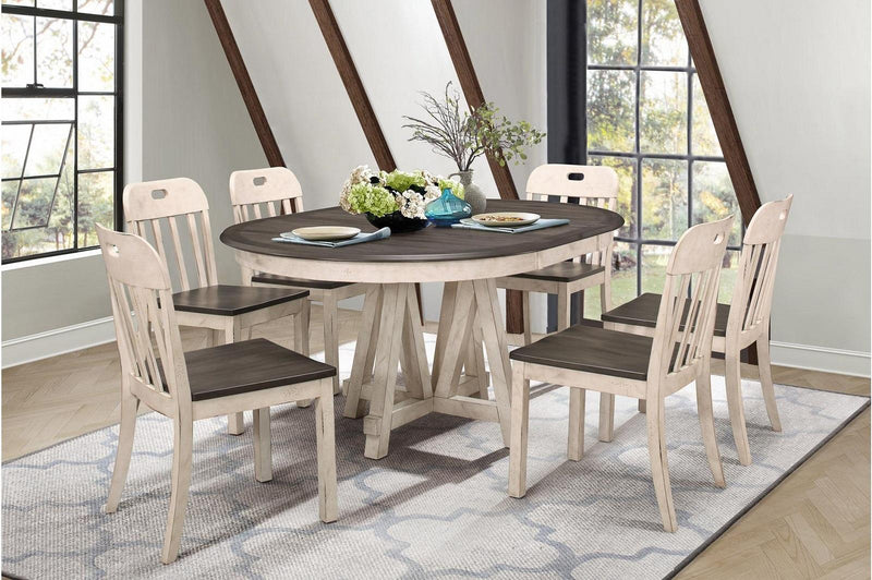 Clover Round Dining Table in White and Gray 5656-66*