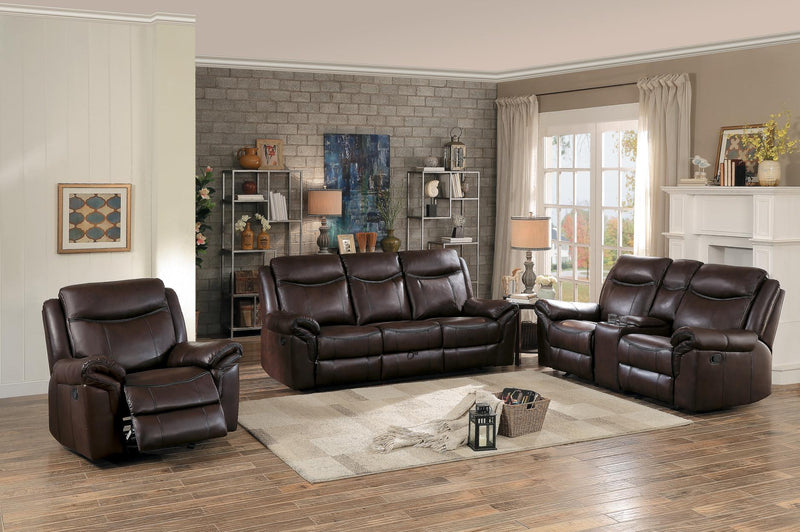Aram Double Glider Reclining Sofa in Brown 8206BRW-3 - Ace Furniture and Decor