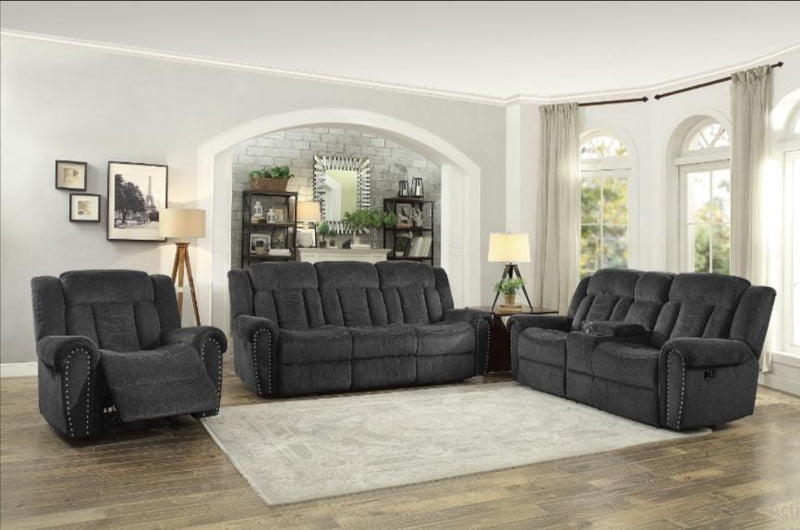 Nutmeg Double Reclining Loveseat in Charcoal Gray 9901CC-2 - Ace Furniture and Decor
