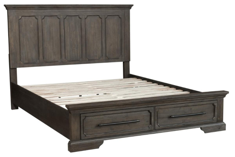 Taulon Queen Platform Bed with Footboard Storage in Dark Oak 5438-1* - Ace Furniture and Decor