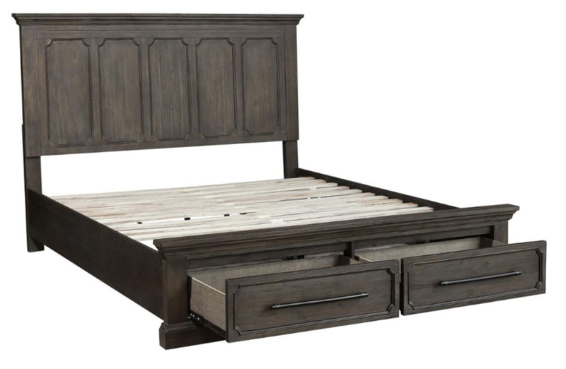Taulon Queen Platform Bed with Footboard Storage in Dark Oak 5438-1* - Ace Furniture and Decor