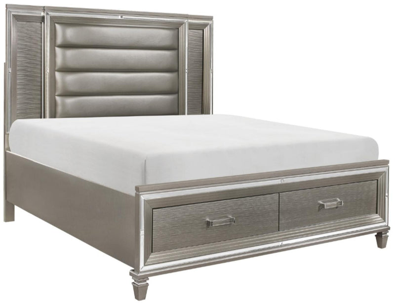 Tamsin Queen Upholstered Storage Bed in Silver Grey Metallic 1616-1* - Ace Furniture and Decor