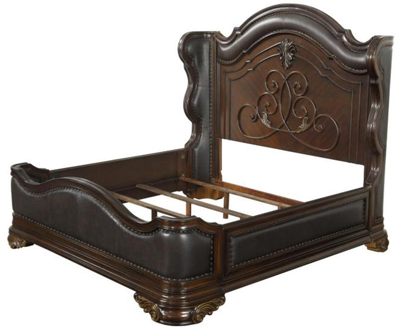 Royal Highlands Queen Upholstered Panel Bed in Rich Cherry 1603-1 - Ace Furniture and Decor