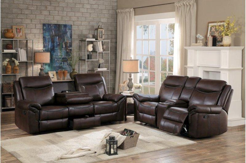 Aram Double Glider Reclining Sofa in Brown 8206BRW-3 - Ace Furniture and Decor