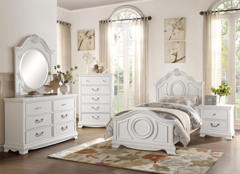 Lucida Twin Panel Bed in White 2039TW-1* - Ace Furniture and Decor