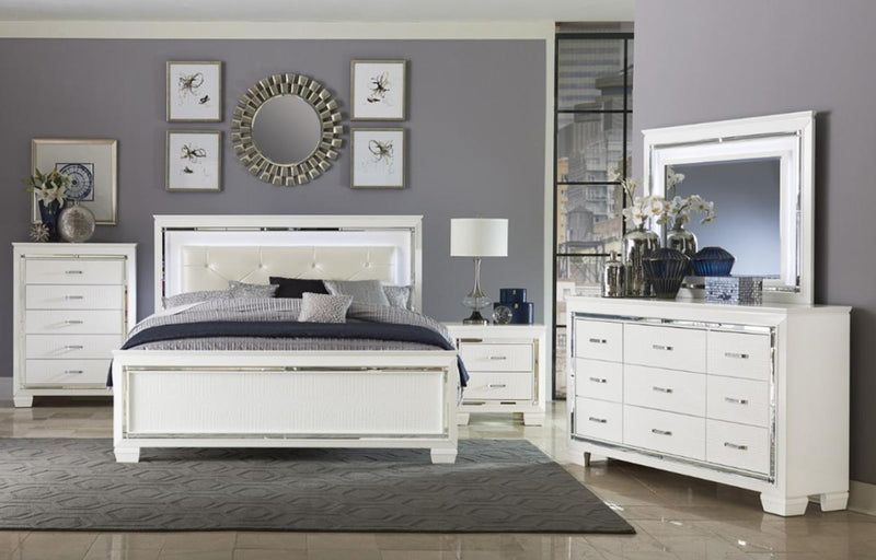 Allura Queen Panel Bed in White 1916W-1* - Ace Furniture and Decor