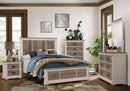 Arcadia Queen Panel Bed in White & Weathered Gray 1677-1*