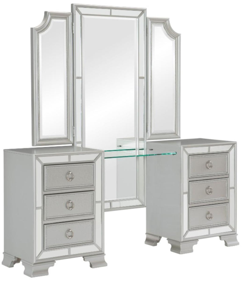 Homelegance Avondale Vanity Dresser with Mirror in Silver 1646-15