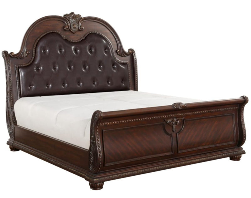 Cavalier Queen Sleigh Bed in Dark Cherry 1757-1* - Ace Furniture and Decor