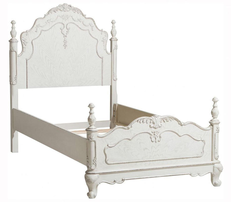 Cinderella Twin Poster Bed in Antique White 1386TNW-1* - Ace Furniture and Decor