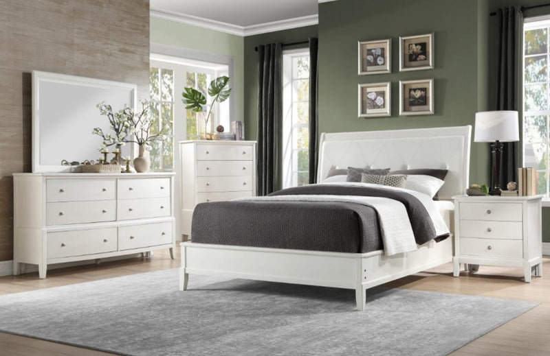Cotterill Queen Upholstered Sleigh Bed in Antique White 1730WW-1* - Ace Furniture and Decor