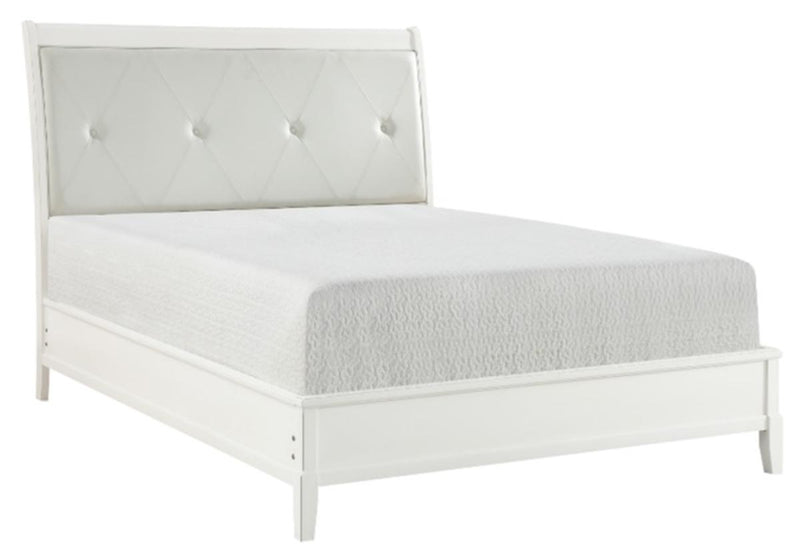 Cotterill Queen Upholstered Sleigh Bed in Antique White 1730WW-1* - Ace Furniture and Decor