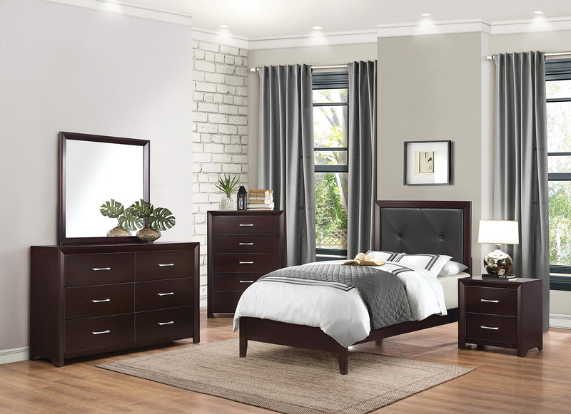 Edina 2 Drawer Nightstand in Espresso-Hinted Cherry 2145-4 - Ace Furniture and Decor