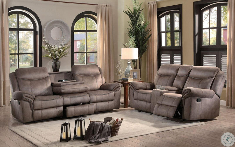 Homelegance Furniture Aram Double Glider Reclining Loveseat in Dark Brown 8206NF-2