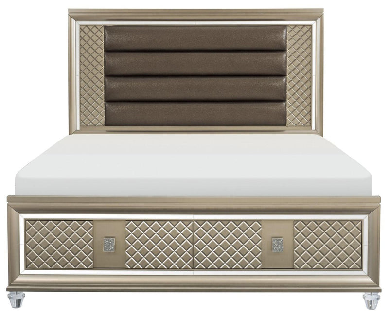 Loudon Queen Platform with Storage Bed in Champagne Metallic 1515-1* - Ace Furniture and Decor