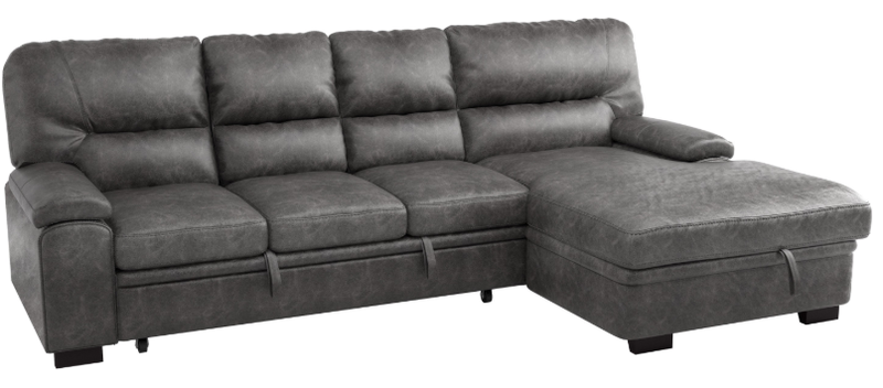 Michigan Sectional with Pull Out Bed and Right Chaise in Dark Gray 9407DG*2RC3L