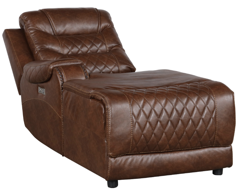 Homelegance Furniture Putnam Power Left Side Reclining Chaise with USB Port in Brown 9405BR-LCPW