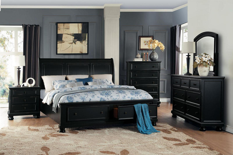 Laurelin Queen Sleigh Platform Storage Bed in Black 1714BK-1 - Ace Furniture and Decor