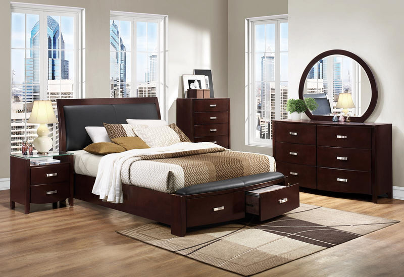 Lyric Queen Sleigh Storage Bed in Dark Espresso 1737NC-1 - Ace Furniture and Decor