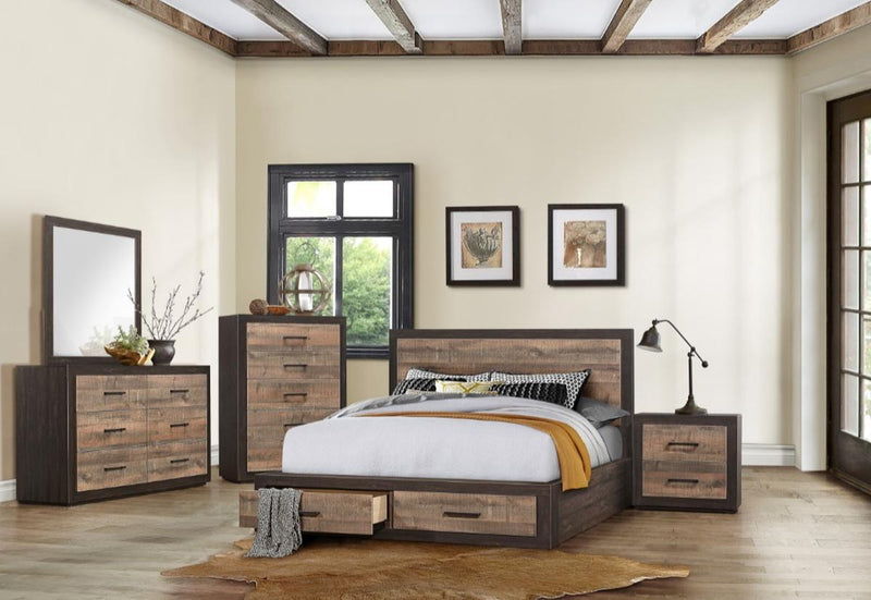 Miter Dresser in Rustin Mahogany & Dark Ebony 1762-5 - Ace Furniture and Decor