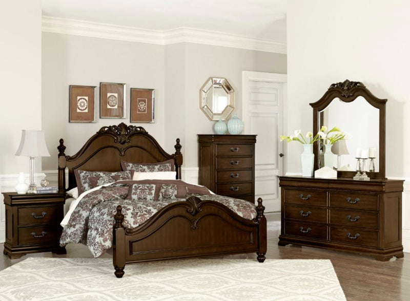 Mont Belvieu Queen Panel Bed in Dark Cherry 1869-1* - Ace Furniture and Decor