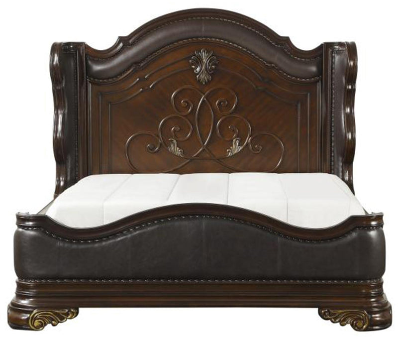Royal Highlands Queen Upholstered Panel Bed in Rich Cherry 1603-1 - Ace Furniture and Decor