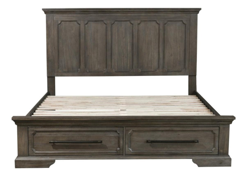 Taulon Queen Platform Bed with Footboard Storage in Dark Oak 5438-1* - Ace Furniture and Decor