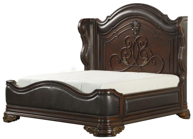 Royal Highlands Queen Upholstered Panel Bed in Rich Cherry 1603-1 - Ace Furniture and Decor