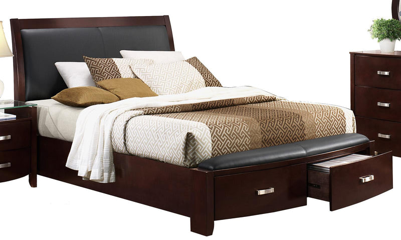Lyric Queen Sleigh Storage Bed in Dark Espresso 1737NC-1 - Ace Furniture and Decor