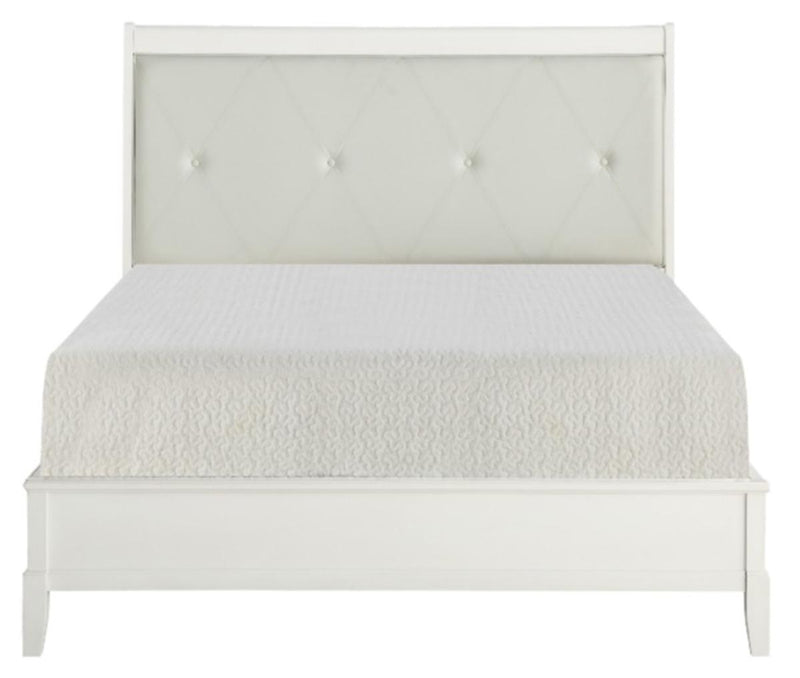 Cotterill Queen Upholstered Sleigh Bed in Antique White 1730WW-1* - Ace Furniture and Decor